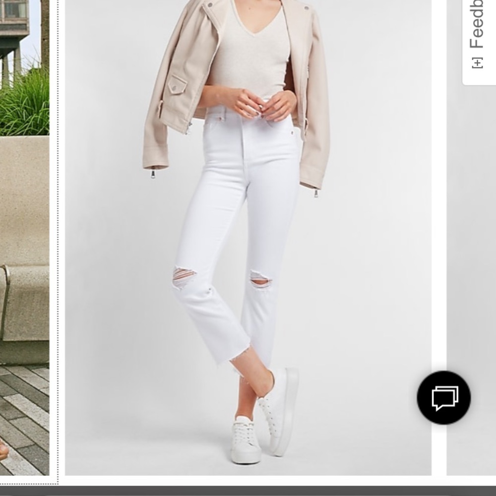 High waist white jeans express